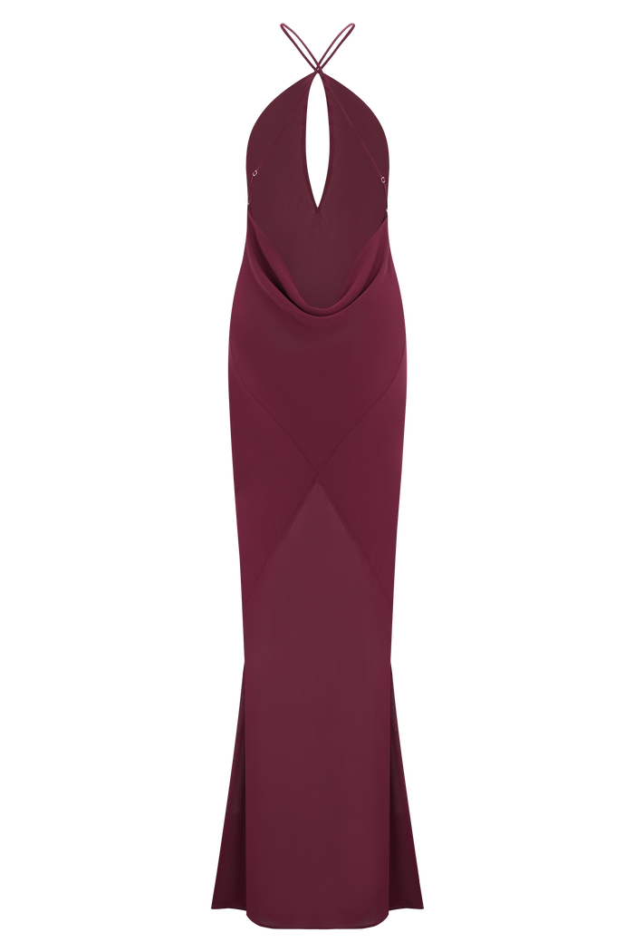 Nerea Slip Halter Maxi Dress - Cherry Red