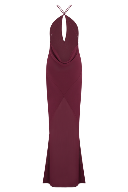 Nerea Slip Halter Maxi Dress - Cherry Red