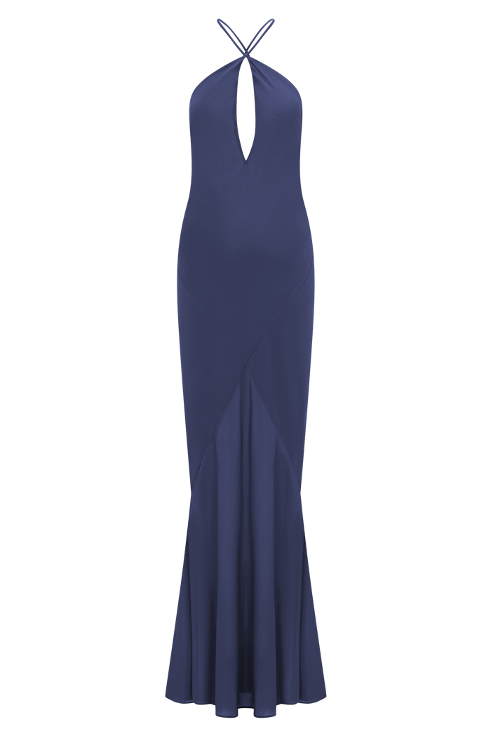 Nerea Slip Halter Maxi Dress - Purple Ink