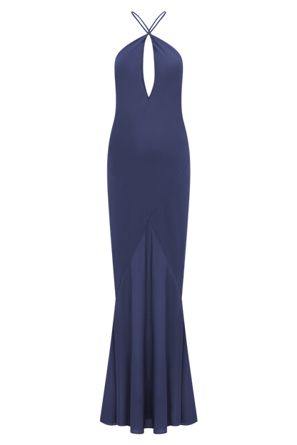 Nerea Slip Halter Maxi Dress - Purple Ink