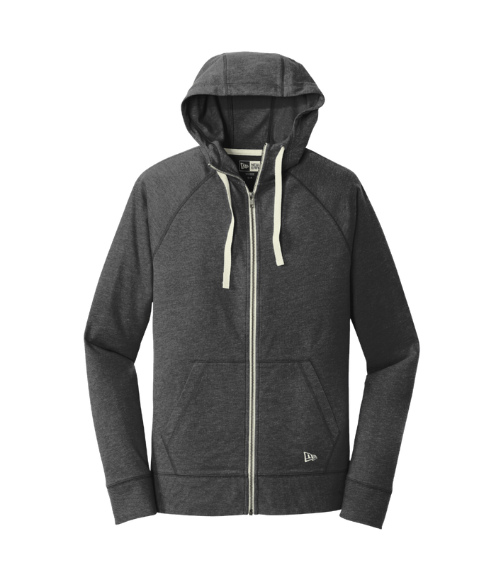 Black Heather / XS Custom New Era Sueded Cotton Full-Zip Hoodie - Corporate Gifts
