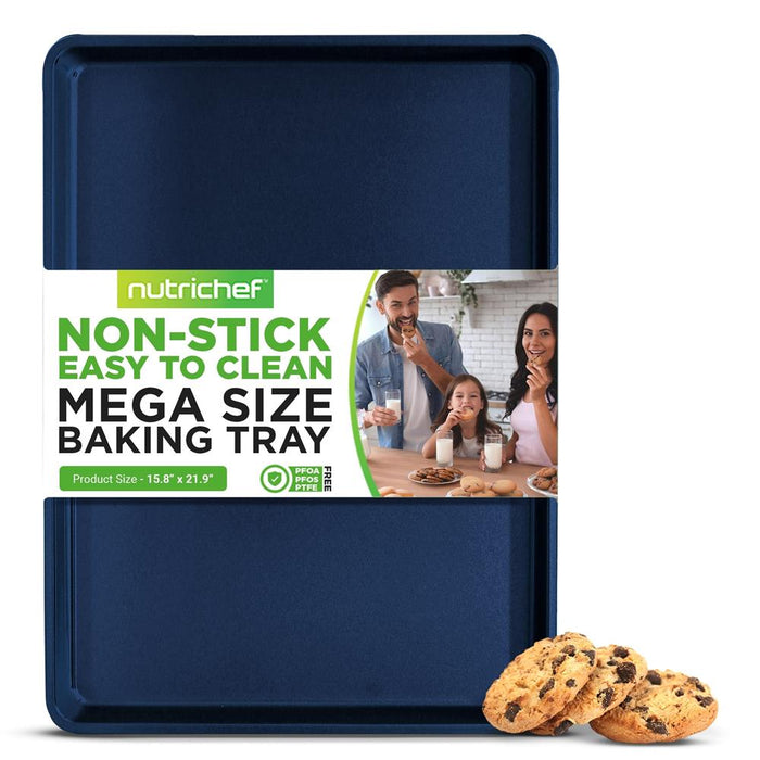 Non-Stick XL Cookie Sheet, Easy Clean Carbon Steel, Blue Diamond, 22"x16"