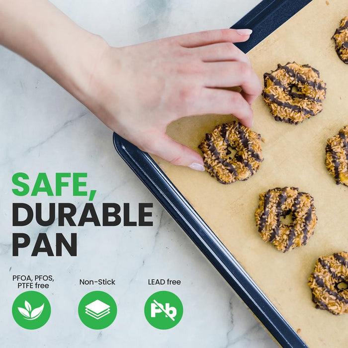 Non-Stick XL Cookie Sheet, Easy Clean Carbon Steel, Blue Diamond, 22"x16"