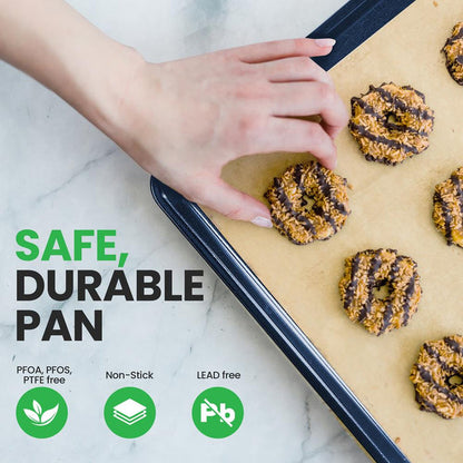 Non-Stick XL Cookie Sheet, Easy Clean Carbon Steel, Blue Diamond, 22"x16"
