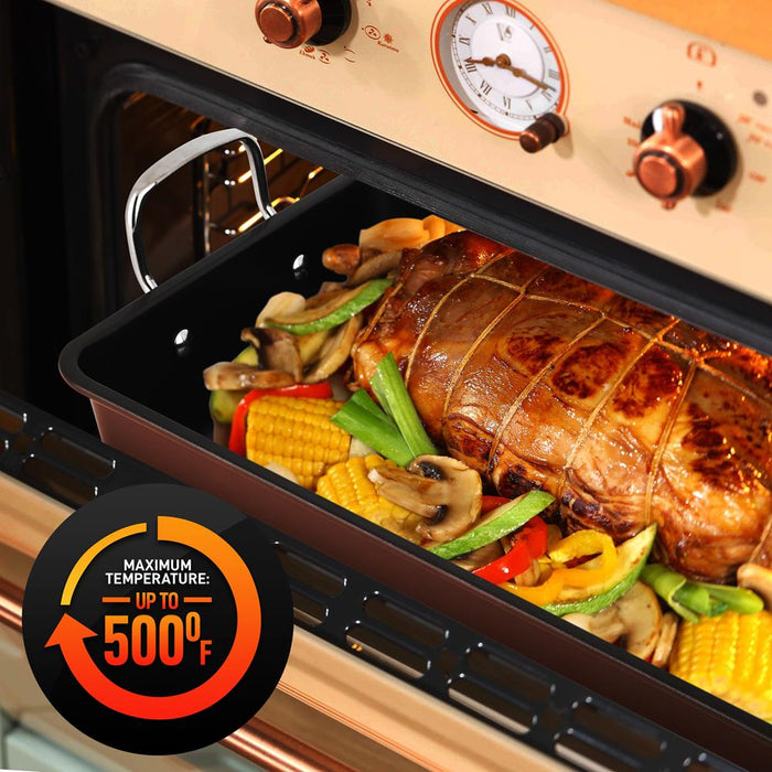 Nonstick Carbon Steel Roasting Pan With Wire Handle