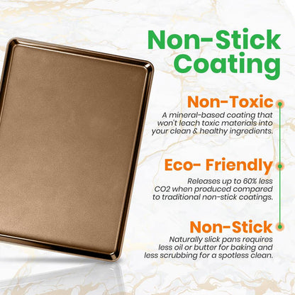 Nonstick XL Baking Pan, Easy Clean Carbon Steel, Gold, 22"x16"