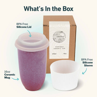 Nova Ceramics Travel Mugs - Astral Bloom Ceramic Travel Mug – 16oz Reusable Cup