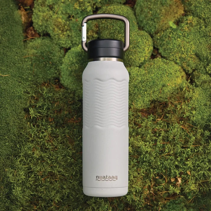 Nuataaq 34oz/1L Carabiner Water Bottle with Clip Cap - Mist Grey