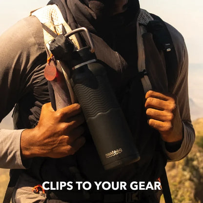 Nuataaq 34oz/1L Carabiner Water Bottle with Clip Cap - Mist Grey
