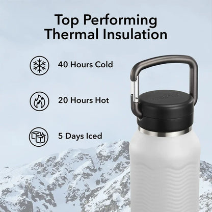 Nuataaq 34oz/1L Carabiner Water Bottle with Clip Cap - Mist Grey