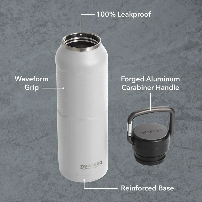 Nuataaq 34oz/1L Carabiner Water Bottle with Clip Cap - Mist Grey
