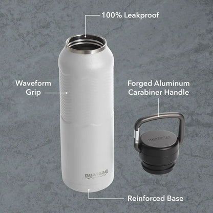 Nuataaq 34oz/1L Carabiner Water Bottle with Clip Cap - Mist Grey