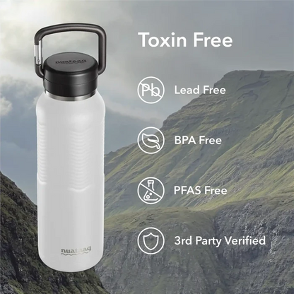 Nuataaq 34oz/1L Carabiner Water Bottle with Clip Cap - Mist Grey