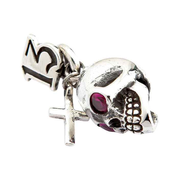 Men's biker 13 skull pendant made of sterling silver