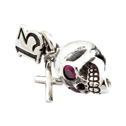 Men's biker 13 skull pendant made of sterling silver
