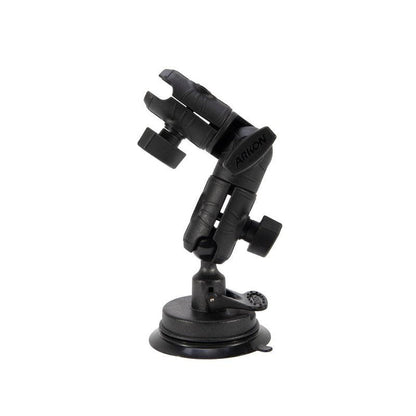 The OCTO™ Series Ratcheting Suction Mount is a black, adjustable windshield phone/tablet holder with pivoting joints, shown upright against a white background.
