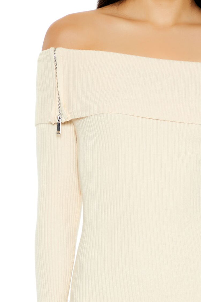 Off-the-Shoulder Mini Sweater Dress