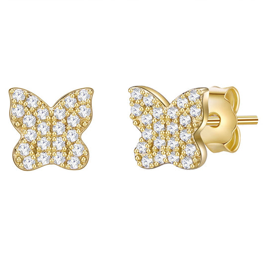 Ohrstecker SCHMETTERLING mit Zirkonia gelbgold