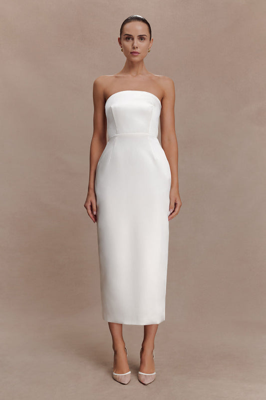 Ophelia Peplum Satin Maxi Dress - Ivory