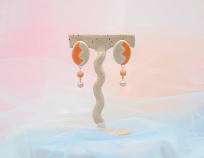 Orange Squiggle Stud Earrings - Juice Ceramics