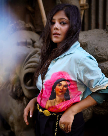 Padmini Blue Shirt for Women - Luxury Designer | Soft Cotton or Pure Linen  - Naymish Designs