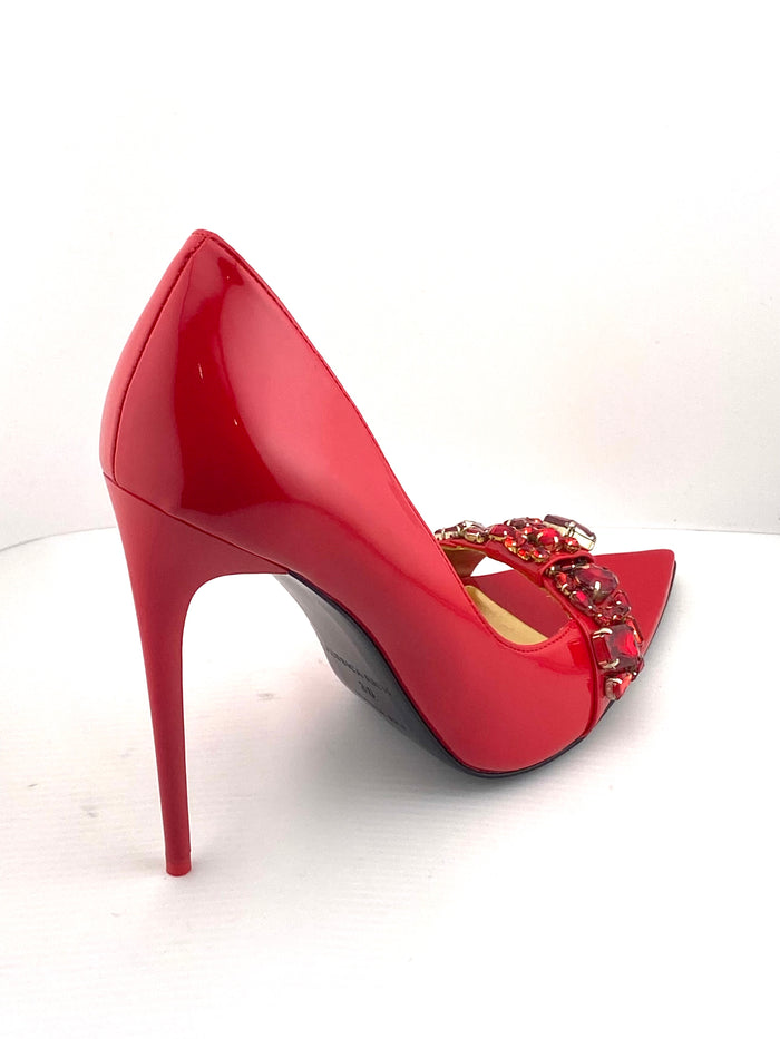 Patent Leather Pointed-Toe Stiletto Pump Diamond Pump