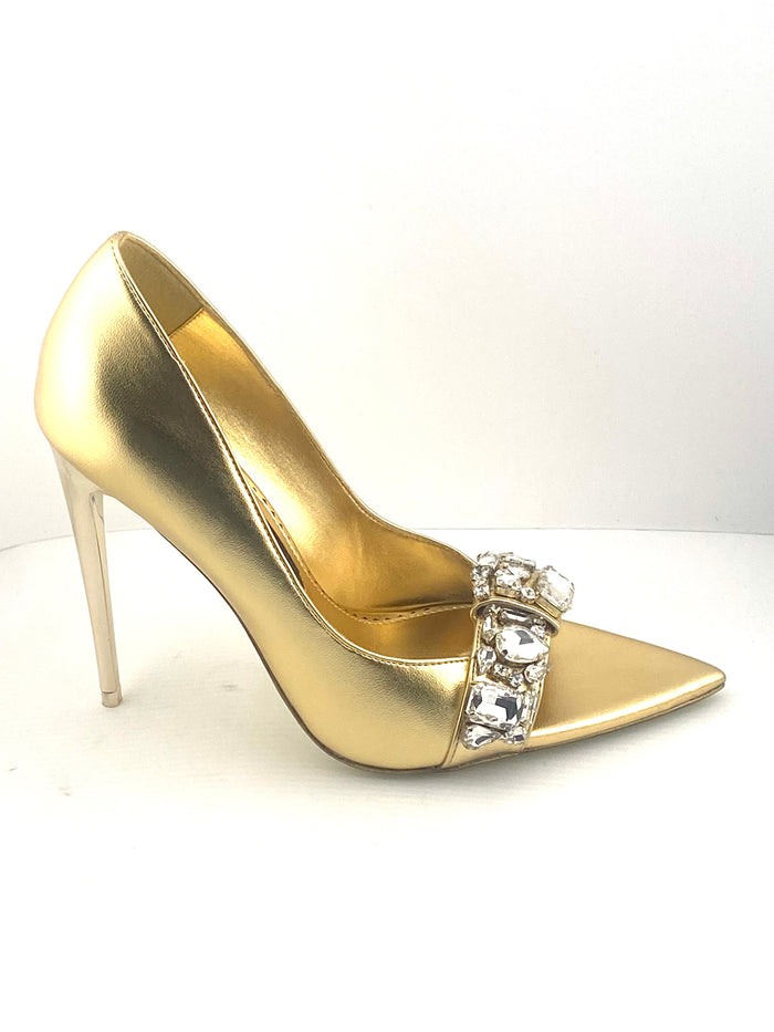 Patent Leather Pointed-Toe Stiletto Pump Diamond Pump