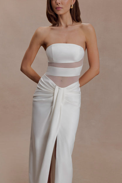 Paulina Cut Out Strapless Maxi Dress - White