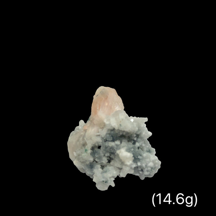 One (#13/ 14.6g) Peach Stilbite with Blue Chalcedony Zeolite Crystal Cluster