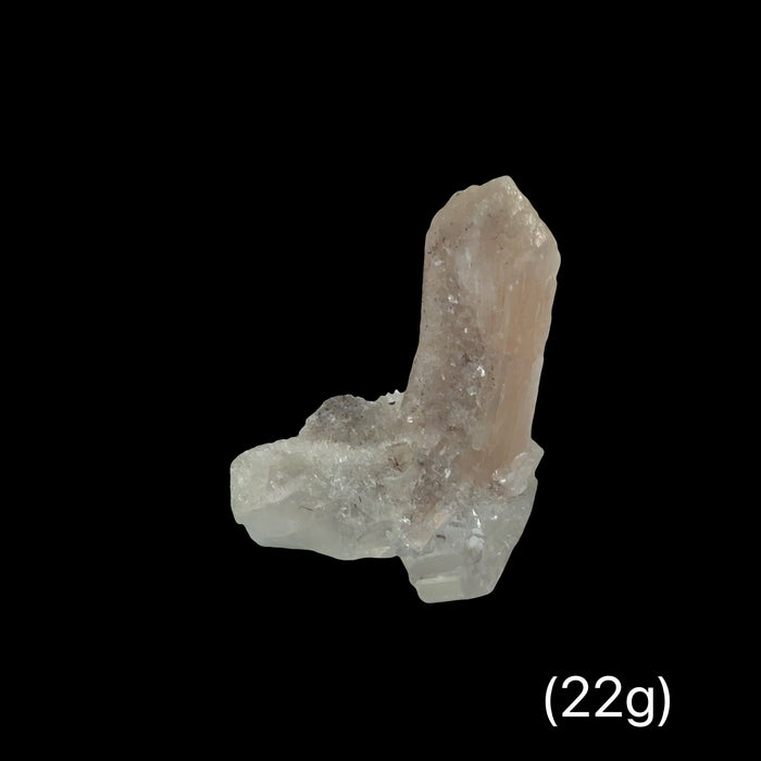 One (#15/ 22g) Peach Stilbite with Clear Calcite Zeolite Crystal