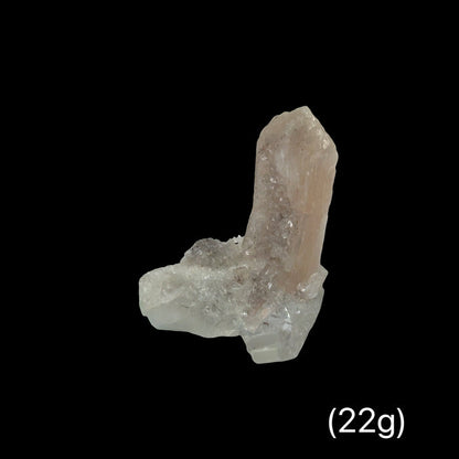 One (#15/ 22g) Peach Stilbite with Clear Calcite Zeolite Crystal