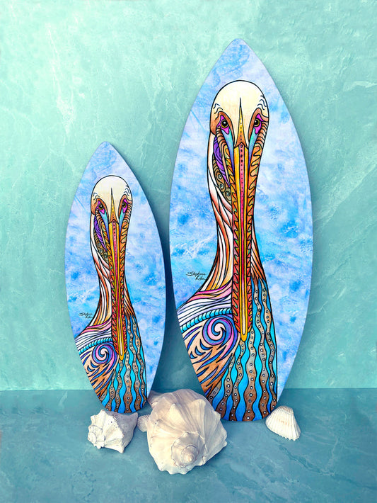 Pelican Party Surfboard Wall Art