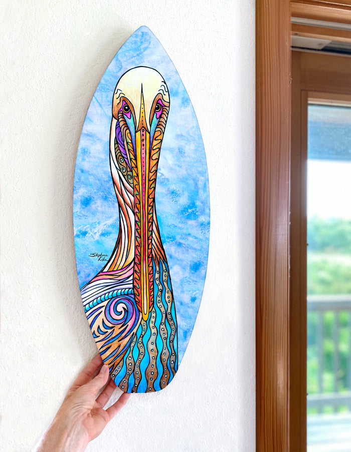 Pelican Party Surfboard Wall Art