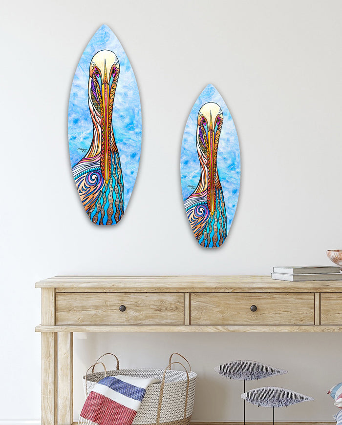 Pelican Party Surfboard Wall Art