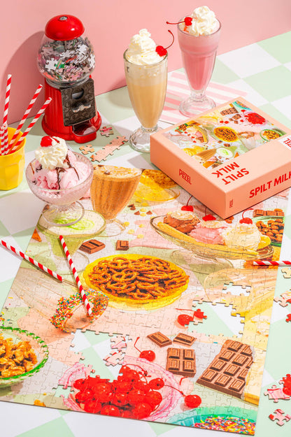 Pezel Puzzles - Spilt Milk | 500 Piece Jigsaw Puzzle w/ Canvas Bag