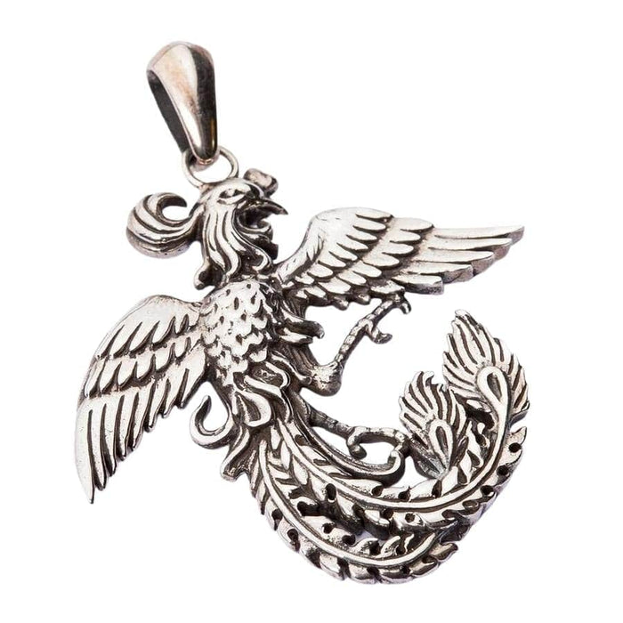 A stunning piece of phoenix rising jewelry, this solid sterling silver pendant is an emblem of overcoming adversity.
