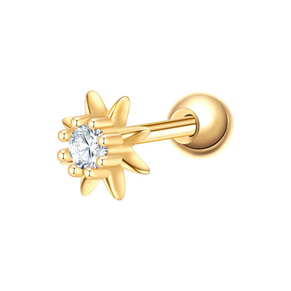 Piercing Blume gold mit Zirkonia