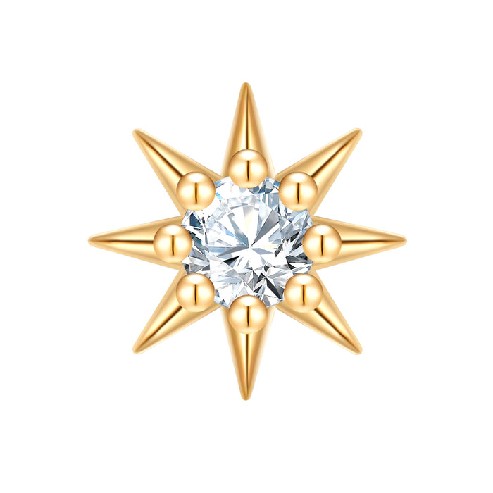 Piercing Blume gold mit Zirkonia