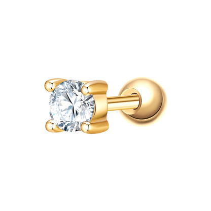 Piercing eckig groß gold Zirkonia weiss