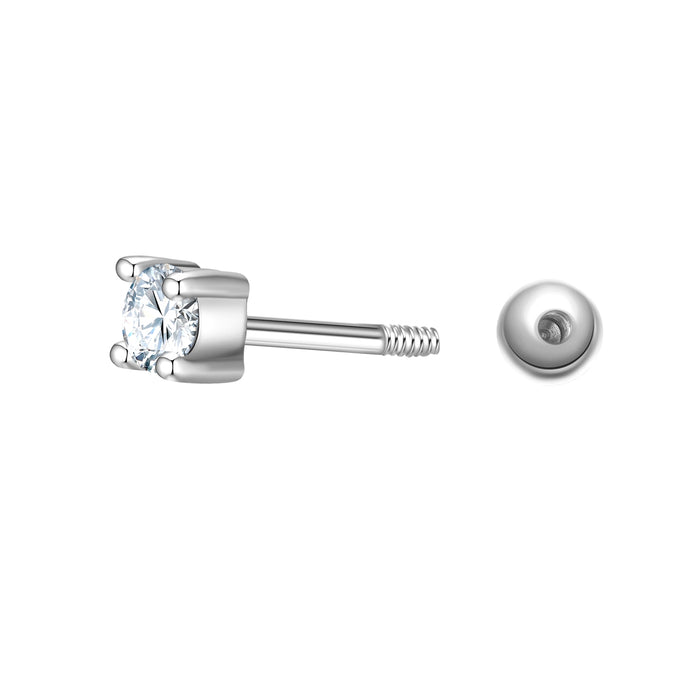 Piercing eckig groß Zirkonia weiss