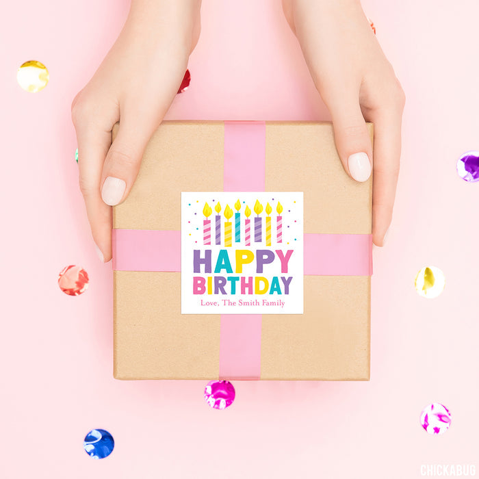 Pink Birthday Candles Gift Labels