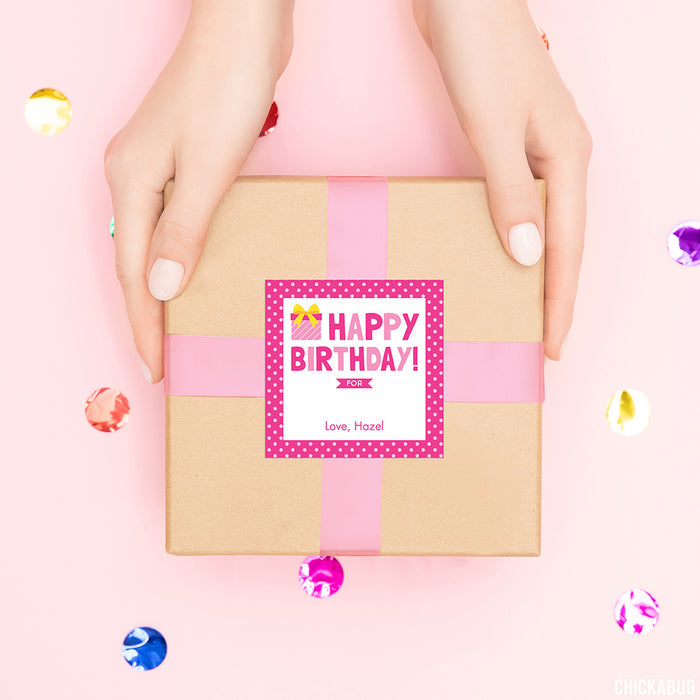 Pink Birthday Gift Labels