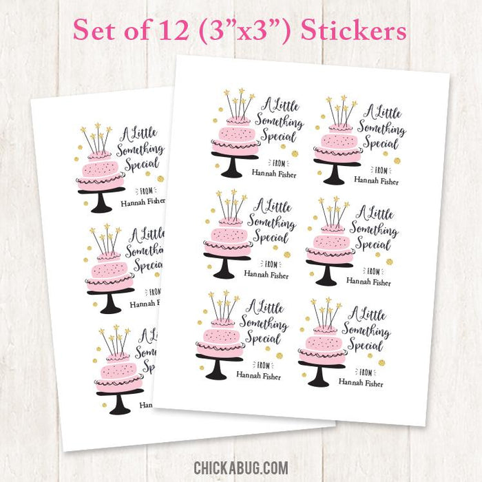 Pink, Black, and Gold Cake Gift Labels