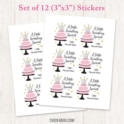 Pink, Black, and Gold Cake Gift Labels