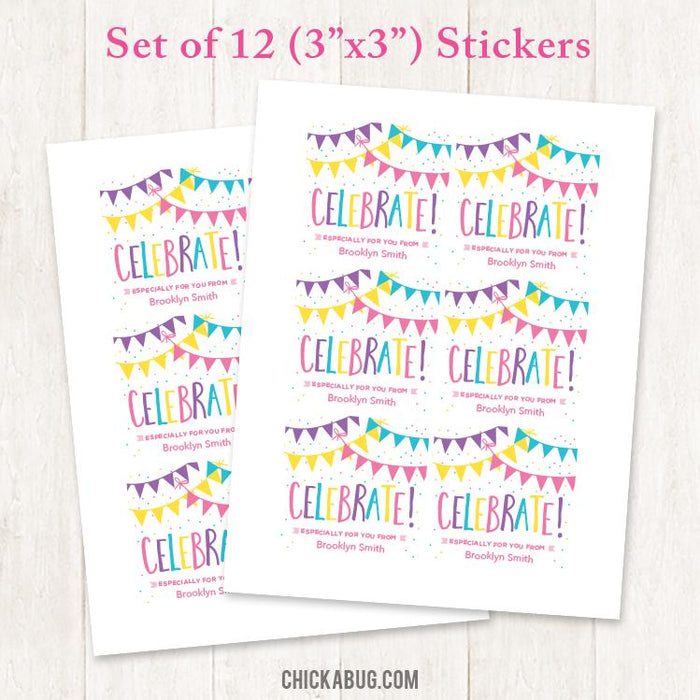 Pink "Celebrate" Gift Labels