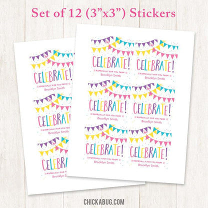 Pink "Celebrate" Gift Labels