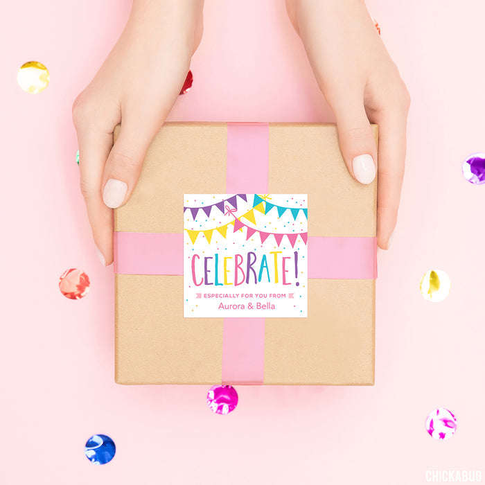 Pink "Celebrate" Gift Labels