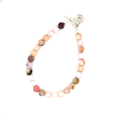 Pink Opal beaded gemstone bracelet, jewelry