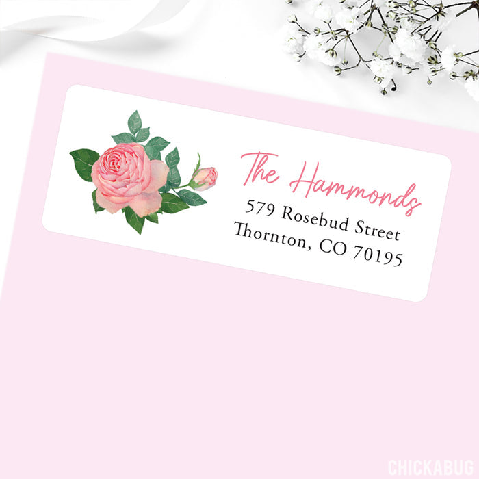 Pink Rose Address Labels