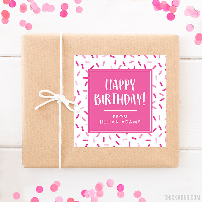 Pink Sprinkles Gift Labels